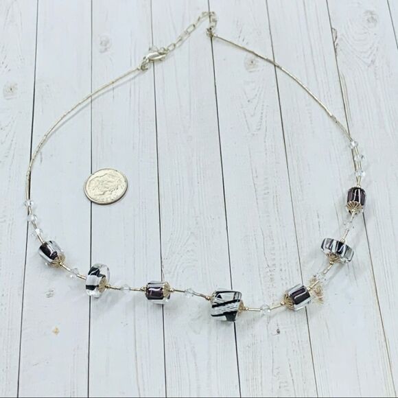 Sterling Silver Liquid Silver Glass Bead Necklace - Picture 1 of 3